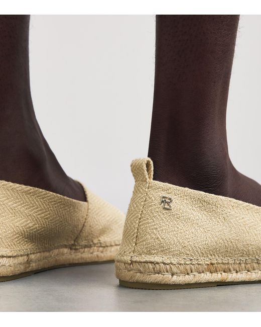 Ralph Lauren Natural Silk Herringbone Bosworth Flat Espadrilles