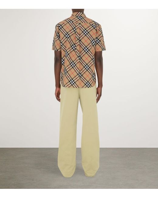 Burberry Gray Organic Cotton Short-Sleeve Check Shirt for men