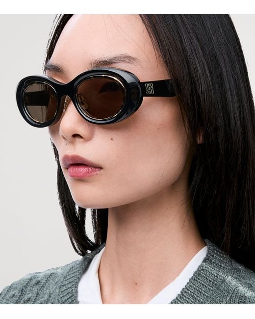 Loewe Brown Mini Anagram Oval Sunglasses