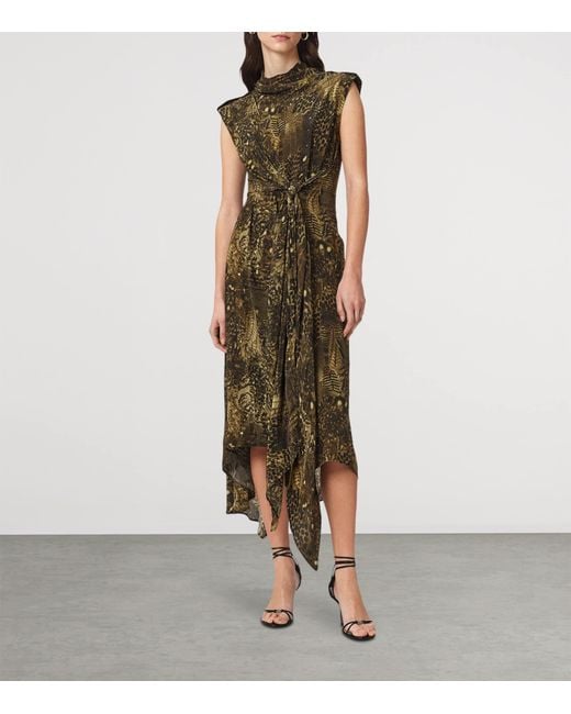 AllSaints Green Persia Midi Dress