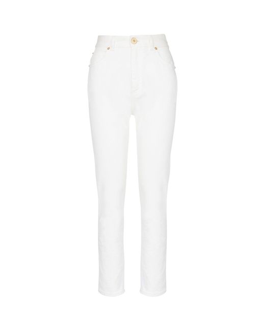 Balmain White High-rise Slim Jeans