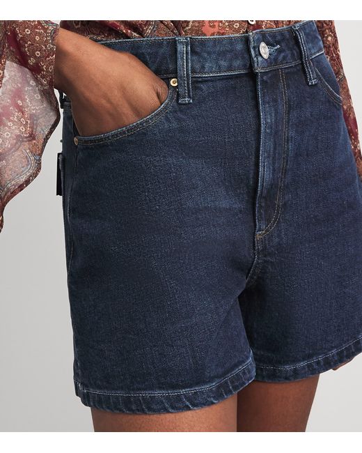 PAIGE Blue Dani High-Rise Denim Shorts