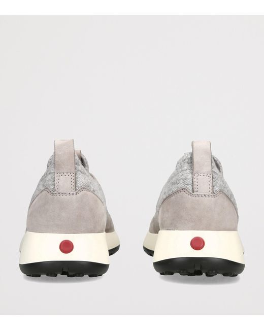 Tod's White Suede-Knit Dot Sneakers