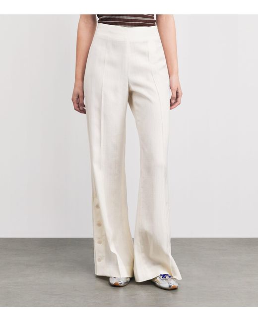 Sandro White Flared Tailored Trousers