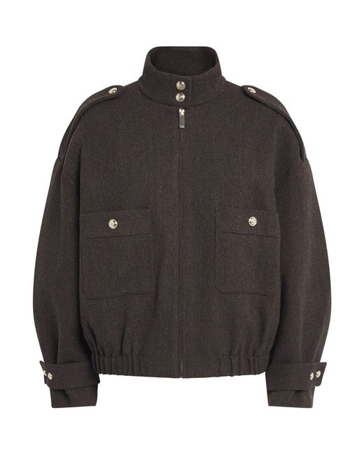 Maje Black Wool-Blend Oversized Jacket