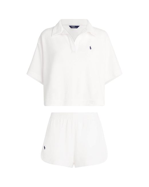 Polo Ralph Lauren White Organic Cotton Terry Polo Shirt And Shorts Set
