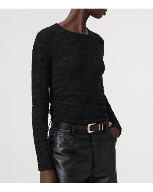AllSaints Black Cotton-Blend West Long-Sleeve Top