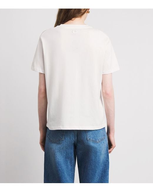 Maje White Cotton Paris Embroidered T-Shirt