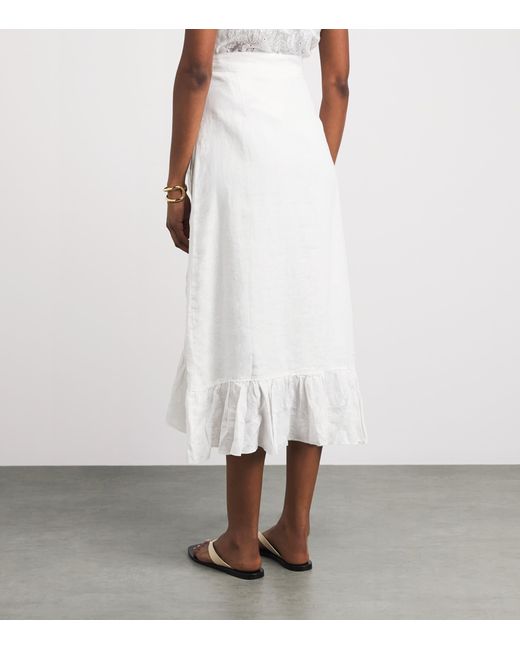 Heidi Klein White Linen Bay Midi Skirt