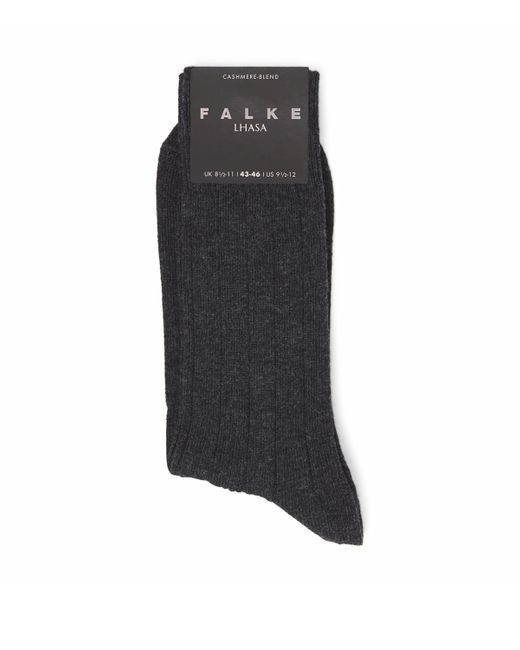 Falke Black Wool-Cashmere Blend Lhasa Ribbed Socks for men