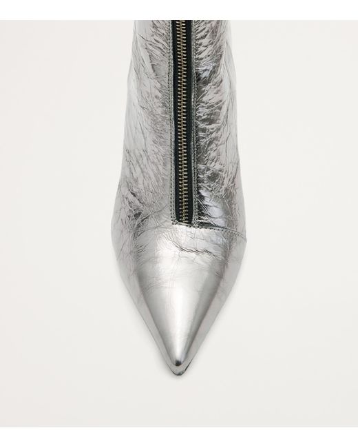 AllSaints Gray Metallic Leather Natasha Boot 52