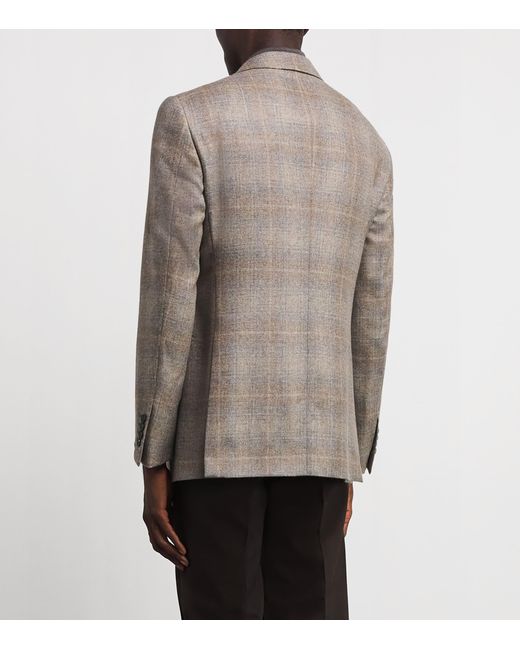 Pal Zileri Brown Cashmere Check Blazer for men