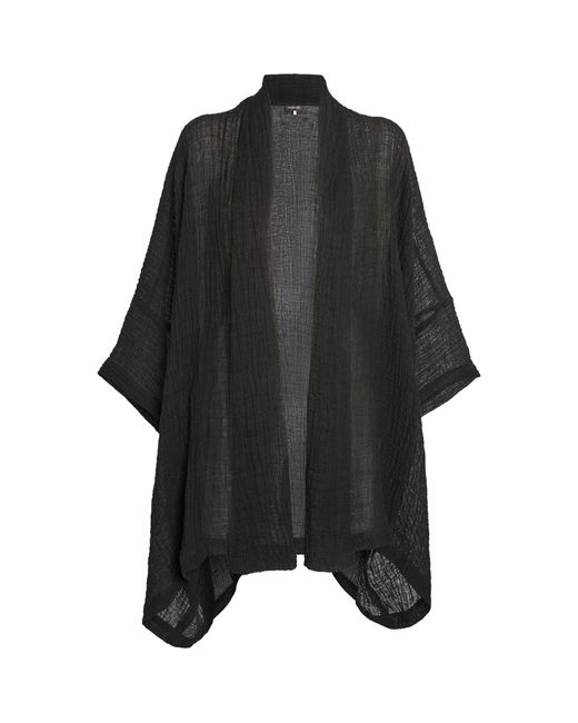 Eskandar Black Full-length Linen-blend Collarless Shawl