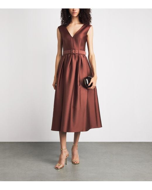 Roland Mouret Red Taffeta Midi Dress