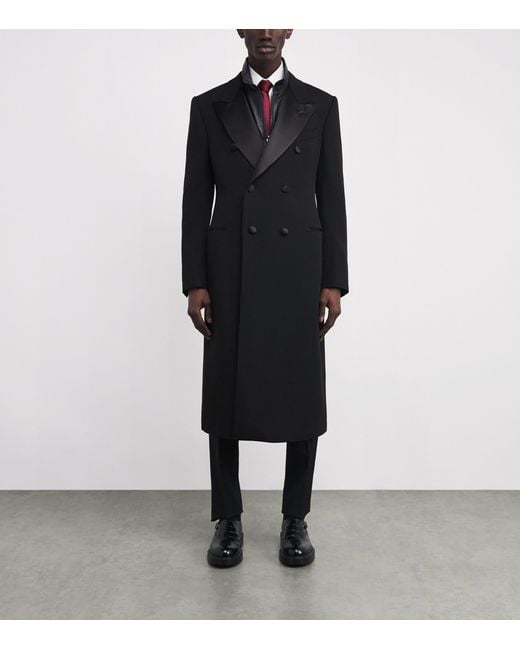 Emporio Armani Black Virgin Wool Double-Breasted Coat for men
