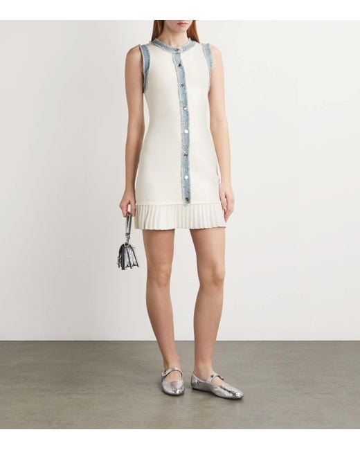 Sandro Natural Denim-Trim Mini Dress