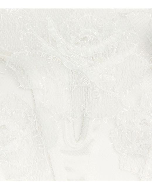 Kiki de Montparnasse White Lace Fleurs Veloutées Thong