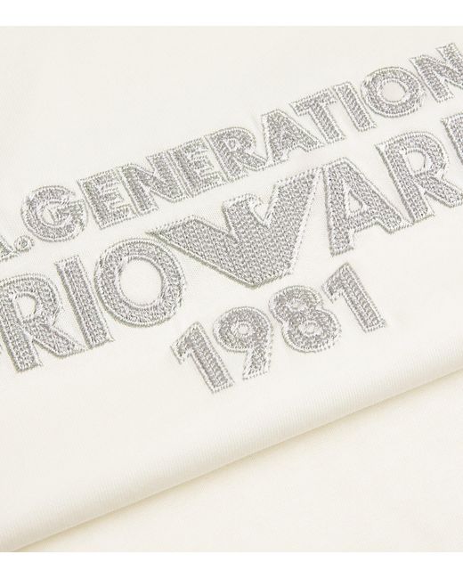 Emporio Armani White Cotton Logo T-Shirt for men