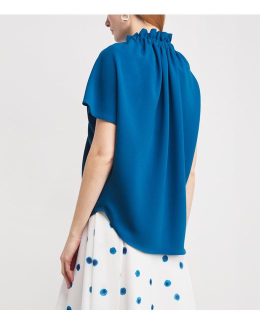 Edeline Lee Blue Ruff Blouse