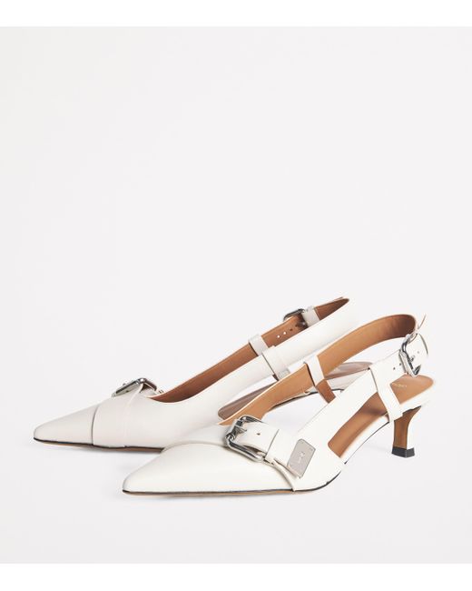 Maje Natural Leather Buckle Slingback Pumps 55