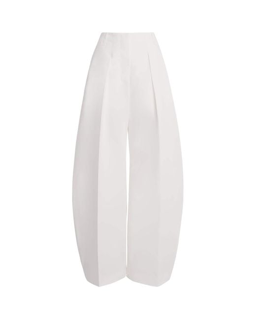 Jacquemus White Twill Pleated Ovalo Trousers