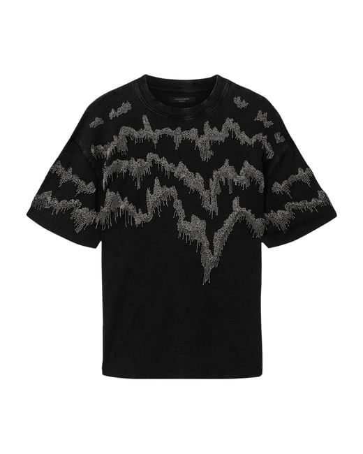 AllSaints Black Embellished Maia Etta T-Shirt