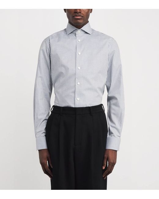Eton of Sweden Gray Cotton Twill Melange Check Shirt for men