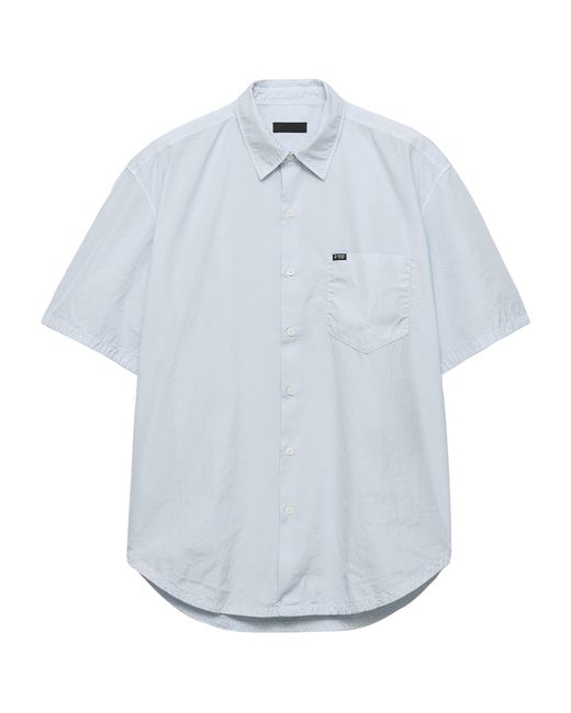 Prada Blue Cotton Relaxed Short-Sleeve Shirt for men
