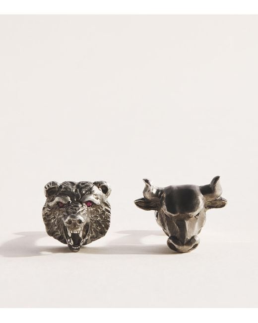 Deakin & Francis Natural Sterling Bull & Bear Cufflinks for men