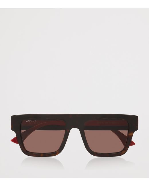 Gucci Brown Acetate Rectangle Sunglasses for men