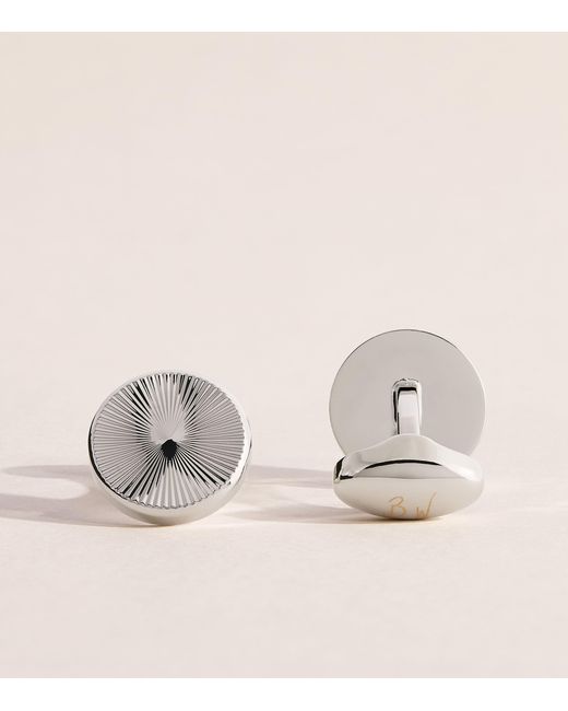 Babette Wasserman Natural Rhodium-Plated Gatsby Wheel Cufflinks for men