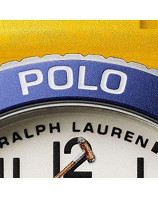 Polo Ralph Lauren Metallic 42 Mm Polo Player White Dial Blue Bezel for men