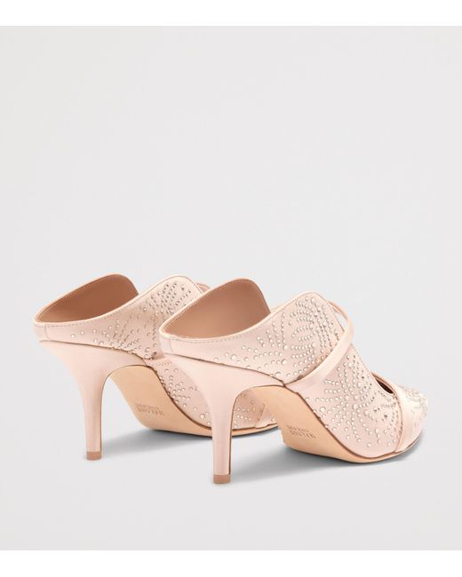 Malone Souliers Pink Satin Crystal-Embellished Maureen Heeled Mules 70