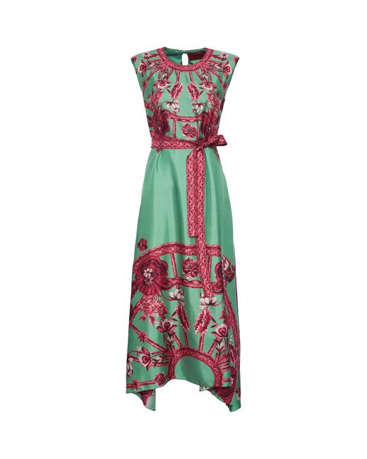 LaDoubleJ Green Silk San Carlo Sleeveless Midi Dress