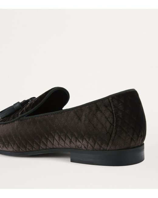 Kurt Geiger Black Velvet Quilted Henry Loafers for men