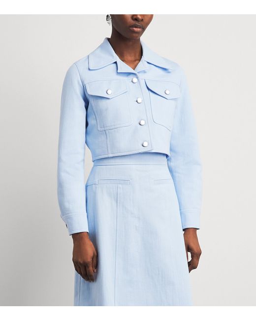 Emilia Wickstead Blue Cropped Nics Denim Jacket