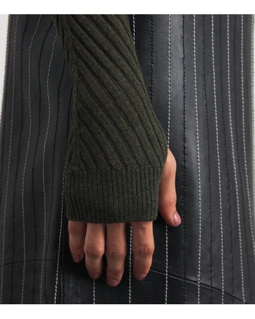 Victoria Beckham Black Merino Ribbed Sweater