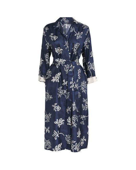 Max Mara Blue Silk Kaftan Midi Dress