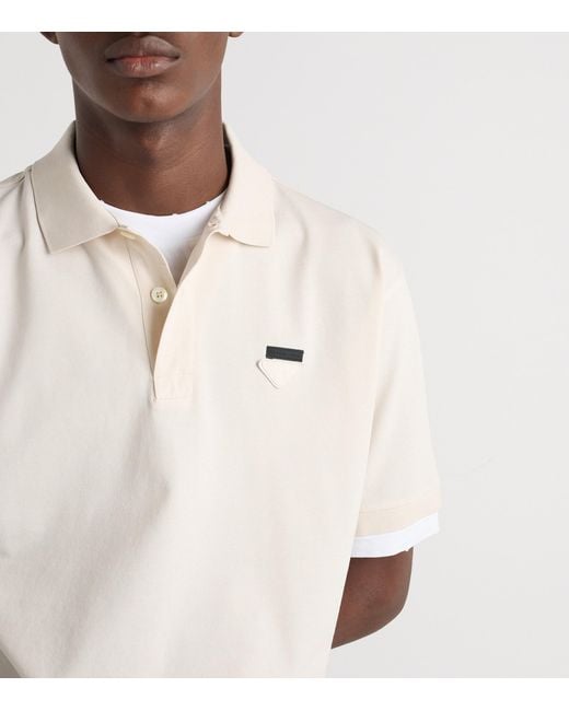 Prada White Cotton Layered Polo Shirt for men
