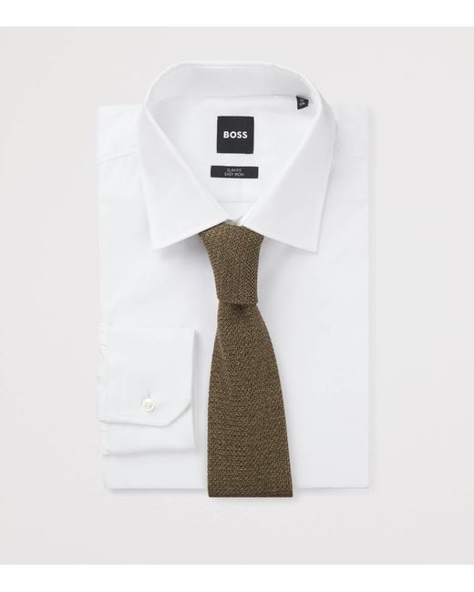 Boss Green Silk Knitted Tie for men