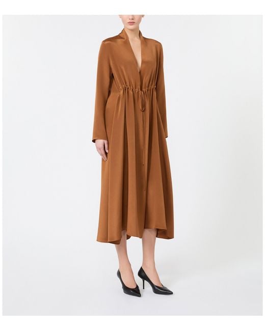 Max Mara Brown Silk Midi Dress