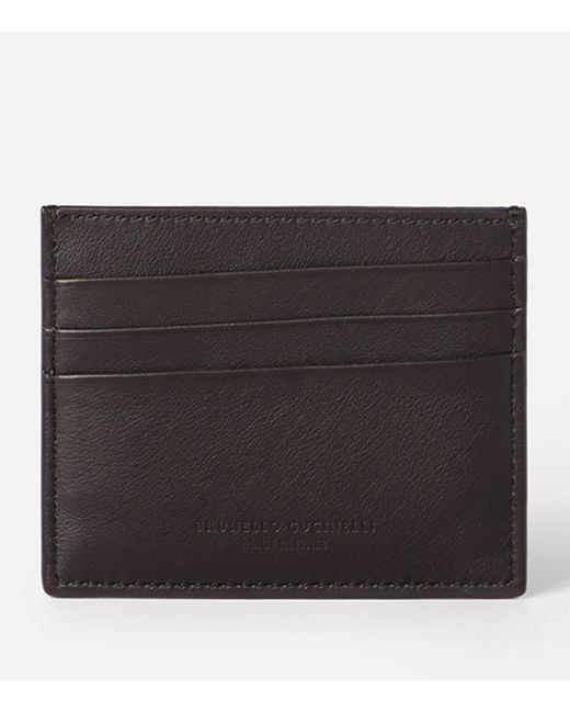 Brunello Cucinelli Black Leather Card Holder for men