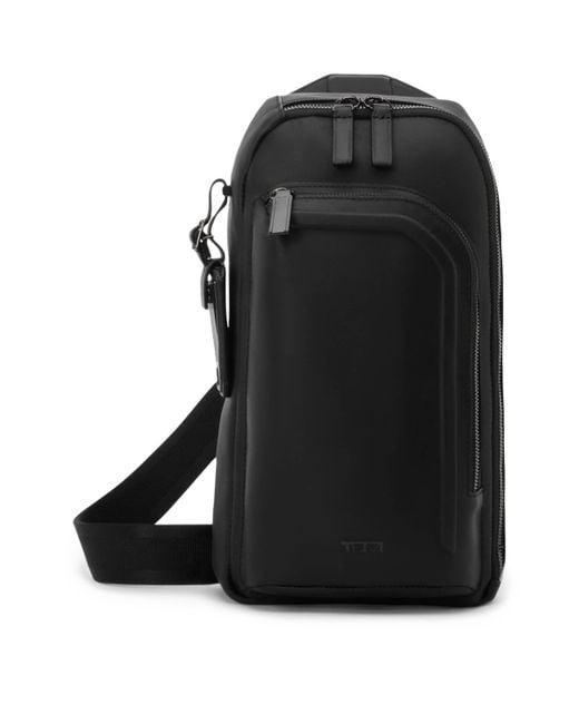 Tumi Black Leather Harrison Cross-Body Bag for men