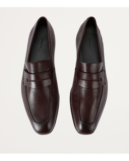 Zegna Brown Leather L'Asola Loafers for men