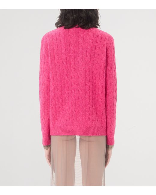 Valentino Pink Virgin Wool Cable-Knit Sweater