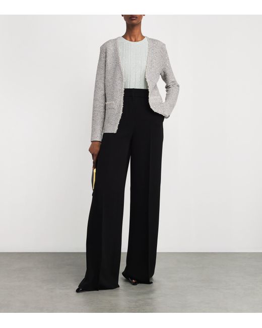 D.exterior Gray Cotton-Blend Embellished Cardigan