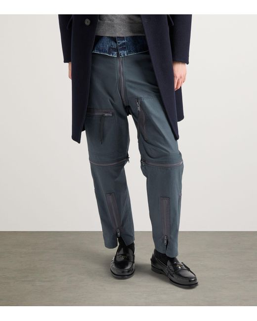 Prada Blue Zip-Trim Utility Trousers for men