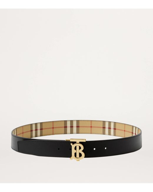 Burberry Natural Leather And Check Reversible Tb Belt for men