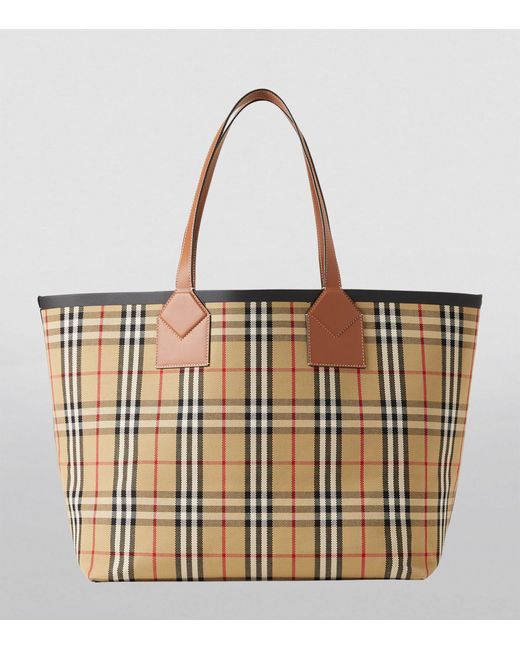 Burberry Brown Large Canvas And Leather London Tote Bag