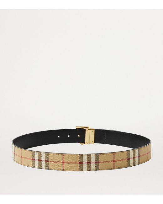 Burberry Natural Leather And Check Reversible Tb Belt for men